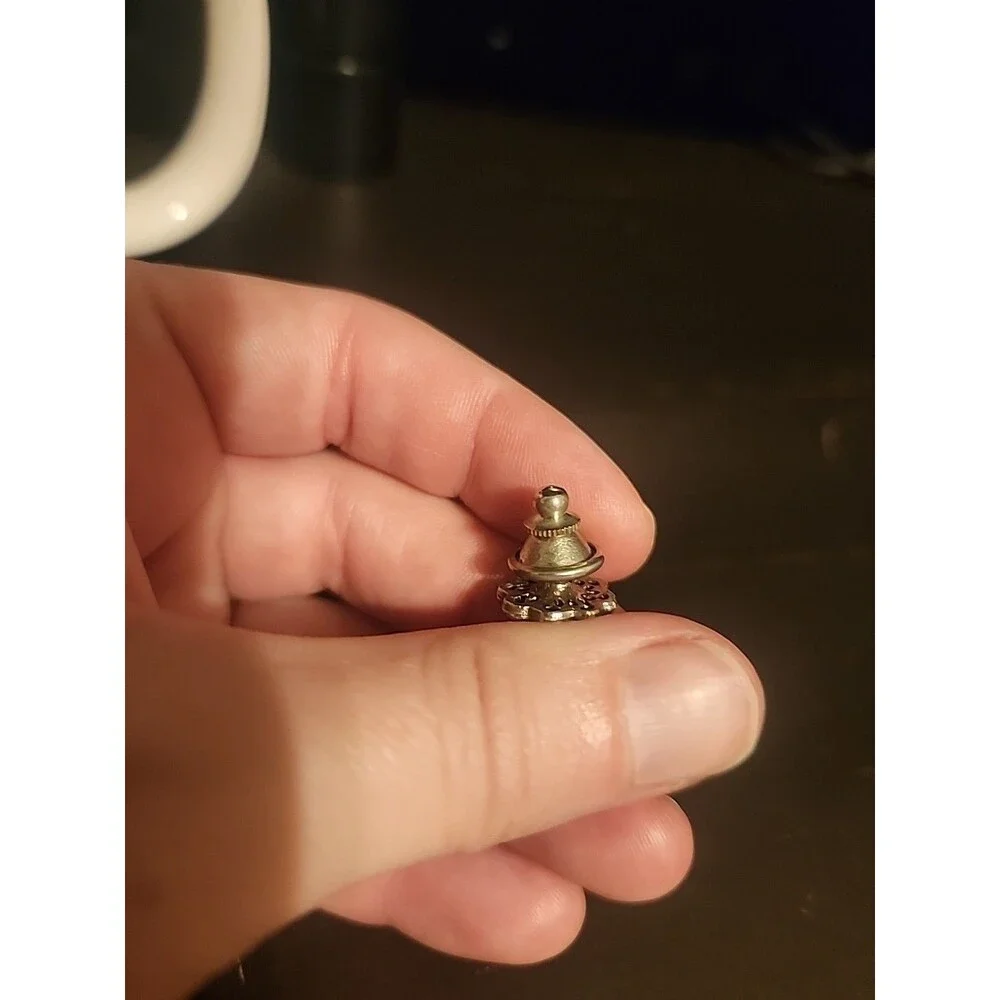 Vintage Glass Bead (Flower) Silver Tie Tacks - Picture 5 of 5